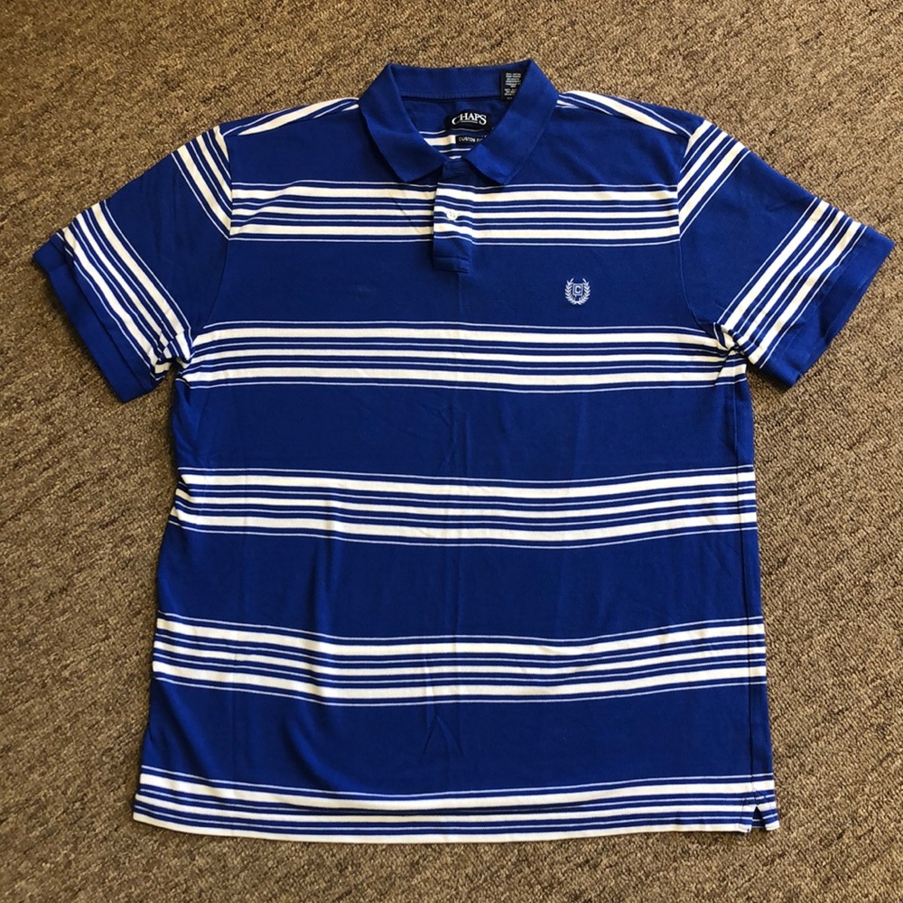 Chaps Blue and White Stripe Polo Sz. XL